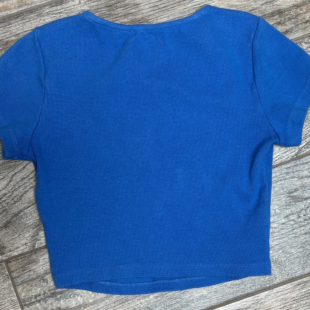 Princess Polly Blue Short Sleeve Ribbed Top - Picture 2 of 5